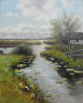 Na restauratie, schilderij waterlelies